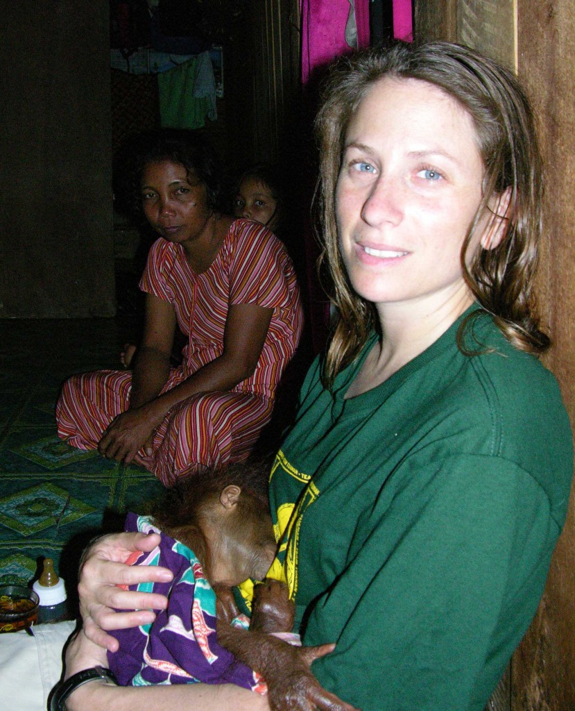 Erin with baby orangutan cropped